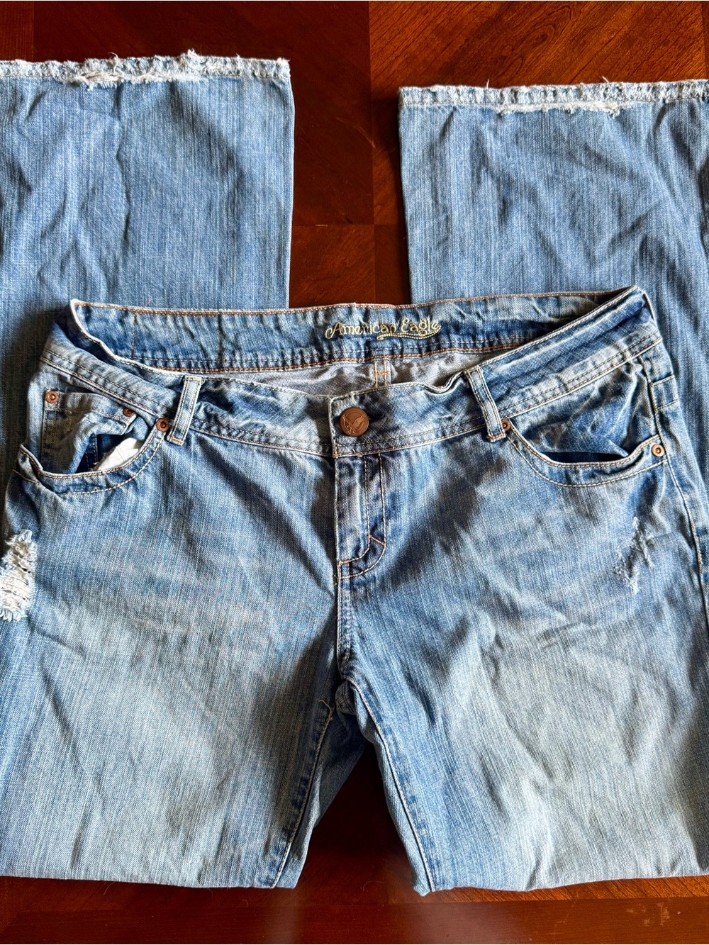Vintage American Eagle Artist Flare Jeans Distressed Rigid Denim 14R